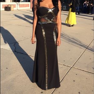 Black prom dress, sequin,